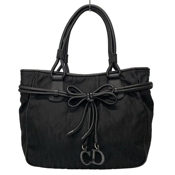 DIOR/ChristianDior Trotteur Black Nylon JacquardLeather Shoulder Bag 545-080525 - Picture 1 of 14